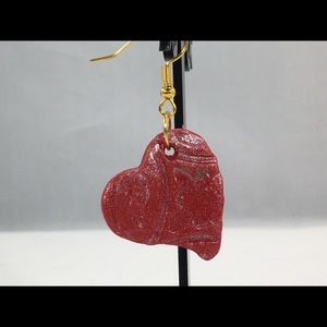 Unique Handmade Red Heart Polymer Clay Earrings